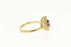 14K Yellow Gold Pear Ruby CZ Halo Classic Statement Ring
