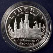 1996 Smithsonian Institution 150th Anniversary Commemorative Coin. Proof Dollar.