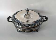 Antique Homan Silver Plate Covered Chafing Dish