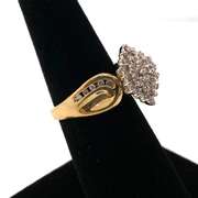 Eye Catching 10kt Yellow Gold Diamond Cluster Ring