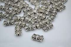 Pewter Puffed Rectangle Spacer Beads, 224 Ct. 15 X 8mm