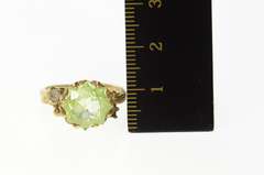 10K Yellow Gold 1940's Lime Quartz Star Rhinestone Accent Ring