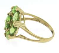 Charming Yellow Gold Peridot Circle Cluster Ring