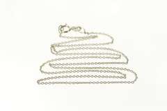 14K White Gold 1.0mm Fancy Classic Cable Link Chain Necklace