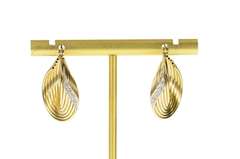 14K Yellow Gold Twist Design Diamond Statement Hoop Earrings