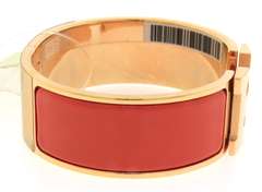 Hermes Rose Gold Plated Enamel Bangle Bracelet