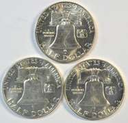 Very Choice BU 1950, 1953, & 1956 Franklin Half Dollars