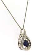 Sterling Silver Blue Gemstone Pendant on Chain