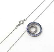 Favorite White Gold Sapphire and Diamond Double Circle Pendant on Chain