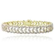 Gold Tone 1 Ct Diamond Heart Link Bracelet