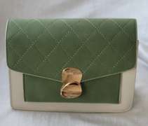 Designer Style Two Tone Velvet and Leather Bag