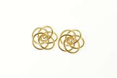 14K Yellow Gold Spiral Design Retro Stud Enhancer Earring Jackets