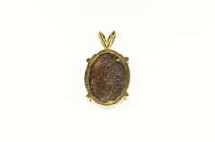 14K Yellow Gold Classic Natural Oval Black Opal Statement Pendant