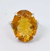 Massive 11.0CT Citrine Cocktail Ring, Sterling Silver