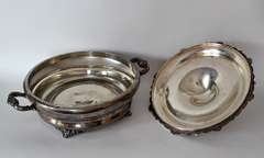Antique Homan Silver Plate Covered Chafing Dish