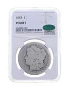 POOR 1 1883 Morgan Silver Dollar - CAC - Graded NGC