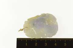 14K Yellow Gold Carved Green & Lavender Jadeite Cat Dragon Pendant