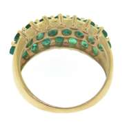 Fabulous Yellow Gold 3 Row Emerald Band