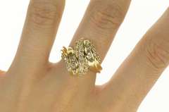 14K Yellow Gold 1.04 Ctw Diamond Encrusted Bypass Statement Ring