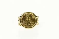 14K Yellow Gold 1993 1/10th Half Eagle $5 Coin Statement Ring