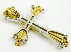 Finest 18K Gold Yellow & White Diamond Cross