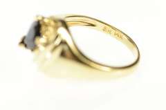 14K Yellow Gold Pear Sapphire Diamond Accent Statement Ring