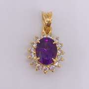 14kt Yellow Gold & Amethyst Halo Pendant