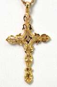 Ornate Filigree Cross Necklace in 14KT Yellow Gold