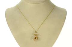 14K Yellow Gold 3D Articulated Rickshaw Cart Hack Cab Charm/Pendant