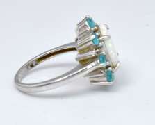 Synth Opal & CZ Ring in Sterling Silver