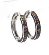 Effy Black Enamel Multi Color Sapphire Hoops