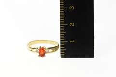 14K Yellow Gold Oval Spessartite Garnet Diamond Accent Ring