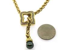 18kt David Yurman Diamond and Pearl Quatrefoil Lariat Necklace