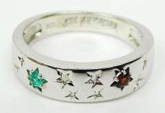 Sterling Silver Band of Stars, Size 10.5