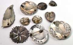 Lot of Sterling Silver Brooches and Clip-On Earrings