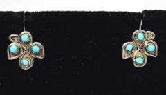 Adorable Thunderbird Turquoise Sterling Silver Earrings