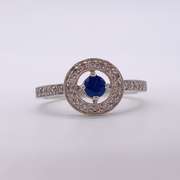 14kt Gold, Blue Sapphire, & Diamond Ring
