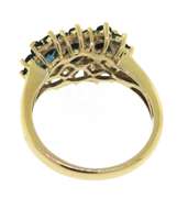 Wonderful 3 Stone Blue Topaz Yellow Gold Ring