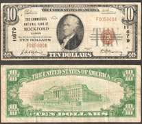 $10 1929 NBN Rockford, IL Ch.11679 =Serial Number #5000= VF