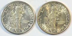 Flashy BU 1927 & 1934 Mercury Dimes