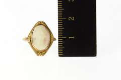10K Yellow Gold Victorian Ornate Carved Shell Cameo Ring