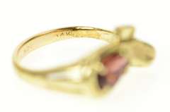 14K Yellow Gold Pear Garnet Ichthys Jesus Fish Symbol Ring