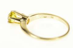 14K Yellow Gold Round Yellow Cubic Zirconia Solitaire Simple Ring