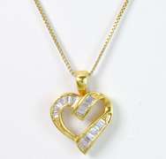 Elegant Ribbon-Style Heart with CZs in Vermeil