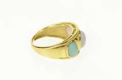 14K Yellow Gold Quartz & Agate Carved Scarab Retro Statement Ring