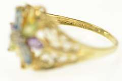 10K Yellow Gold Marquise Flower Cluster Filigree Diamond Ring