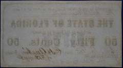 State Of Florida, Tallahassee. 1863 50 Cents. Almost Uncirculated. Small Tear.