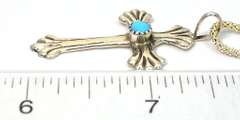 Lovely Sterling Silver Cross with Turquoise & Chain
