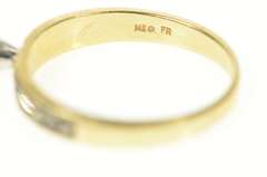 14K Yellow Gold Retro Diamond Solitaire Leaf Pattern Promise Ring