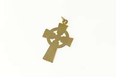 9K Yellow Gold Etched Celtic Knot Cross Traditional Irish Pendant